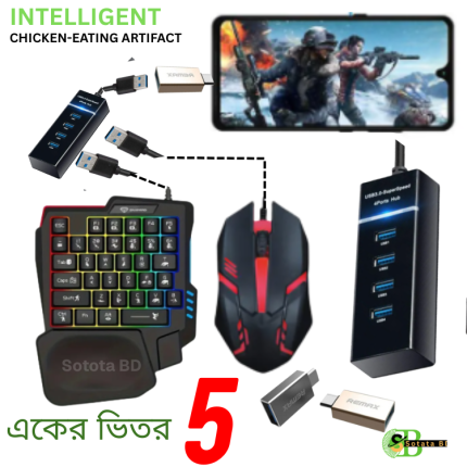 Mouse Gaming Keyboard Mouse 3.0- 4/1 pot usb hub Combo Support For Android & IOS PC PUBG Mobile Game Accessories 6 items